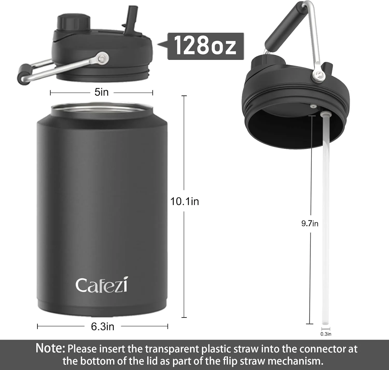 1 Gallon Water Jug, 2-in-1 Lid Flip Straw & Spout, Vacuum Insulated Stainless Steel Sports Water Bottle for Cold & Hot Drinks, Leak Proof, Suitable for Sports, Travel, Outdoor Work, Camping