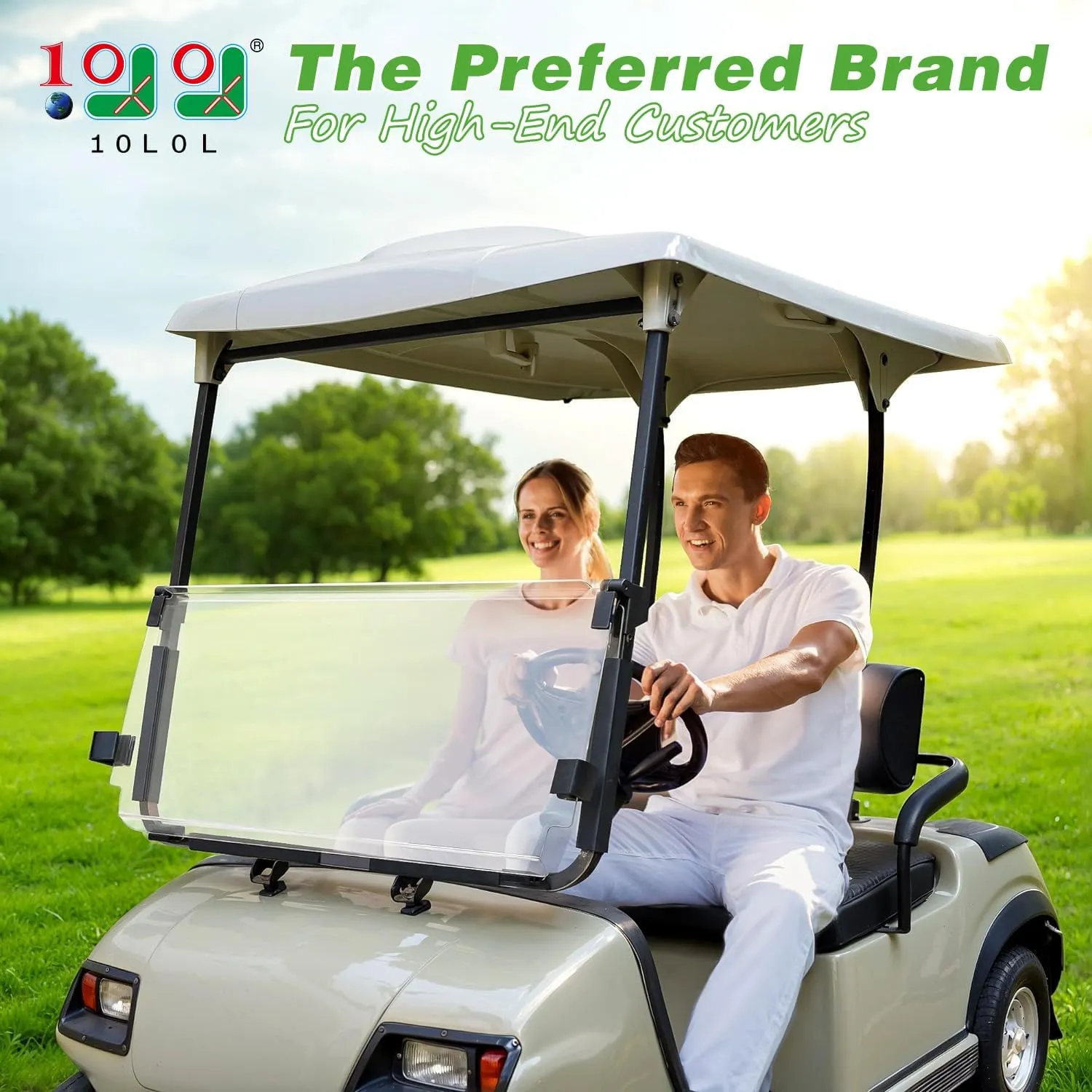 10L0L Folding Down Clear Golf Cart Windshield for Yamaha G14 G16 G19(1995-2003) Models Gas or Electric Golf Cart