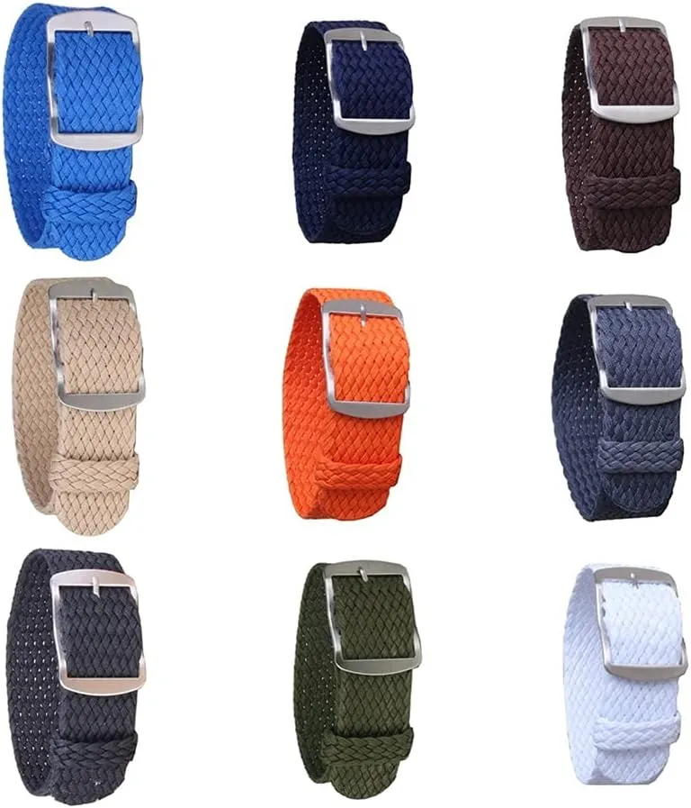 16mm 18mm 20mm 22mm Solid Color Woven Nylon watchbands Bracelet Fabric Woven Watch Strap Band Buckle Belt Black Blue (Band Color : Style G, Band Width : 20mm)