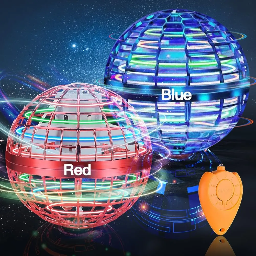 2 Pack-2024 Upgraded Flying Orb Ball Toy, Hover Boomerang Ball Spinner Mini Drone - Magic Floating Galactic Fly Spinning Orb, for Boys Girls
