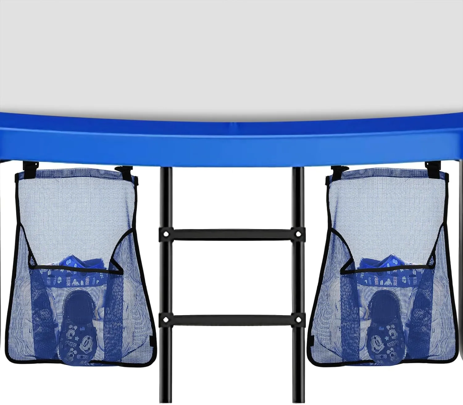 2-Piece Trampoline Shoe Bag - Mesh Storage with 2 Hook & Loop Straps - Indoor Fitness Shoe Organizer