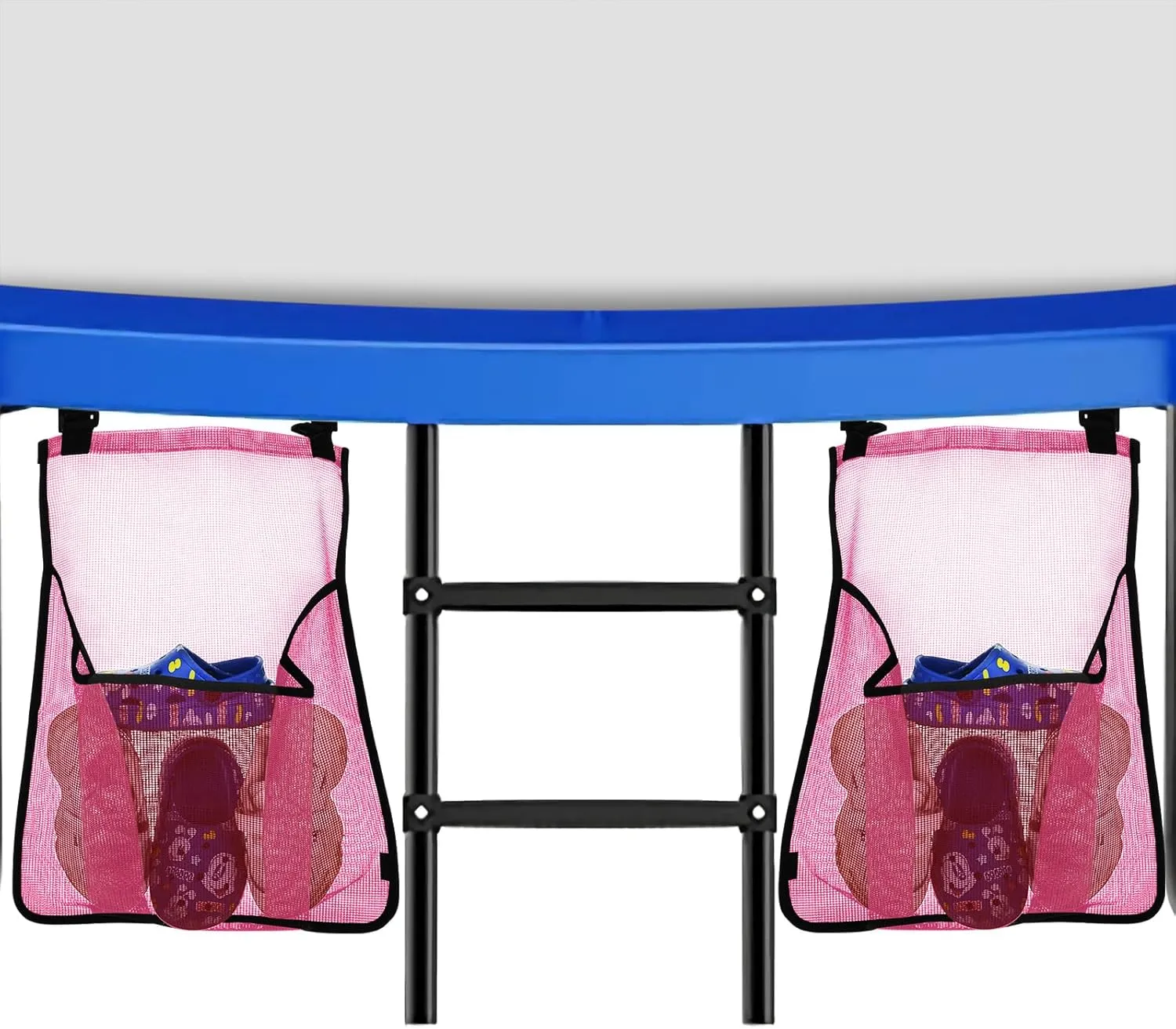 2-Piece Trampoline Shoe Bag - Mesh Storage with 2 Hook & Loop Straps - Indoor Fitness Shoe Organizer