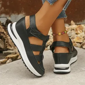 2025 New Women's Hollow Out Breathable Platform Wedge Sandals Casual Stylish Roman Sandal Leather Closed Toe Comfortable Casual Stylish Sandals