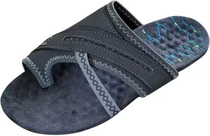 2025 Stylish Orthopedic Sandals for Women Colorblock Summer Beach Comfy Slipper Slip on Toe Ring Casual Flip Flop