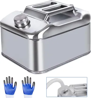 2.5 Gallon Metal Water Can 304 Stainless Steel Can with Flexible Nozzle System Pressure Relief Valve Safety Configuration Portable for ATV UTV SUV MPV Trailer and Off Road Camping （10 Litre）