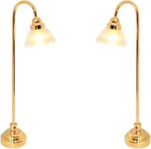2pcs Dollhouse Miniature Lamp, 1:12 Scale LED Light Battery Operated Dollhouse Floor Lamp for Dollhouse Decoration Accessories