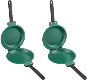 2X Frying Pan,Double Side Frying Pan Non-Stick Flip Folding Frying Pan BBQ Stable and Cooking Tool