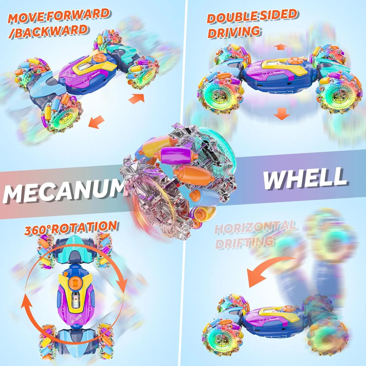 360 Rotating 4WD 2.4Ghz RC Cars Transform Car Toys for Boys 4-7 Birthday Present for Age 8-12, 2333RCCAR