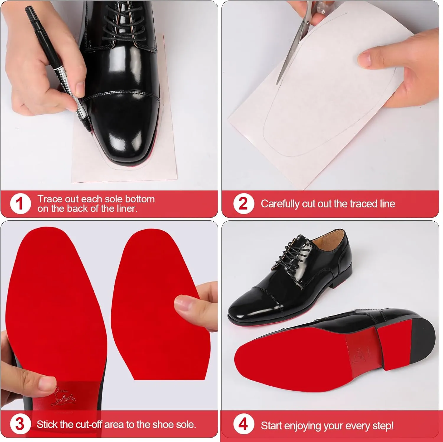 39 in Red Bottom Shoe Protector for Women, Self-Adhesive Christian Louboutin Sole Protector, Red Bottom Heels Guard, Non-Slip Shoe Sole Protector Replacement for Louboutin Shoes(5 in * 39 in)