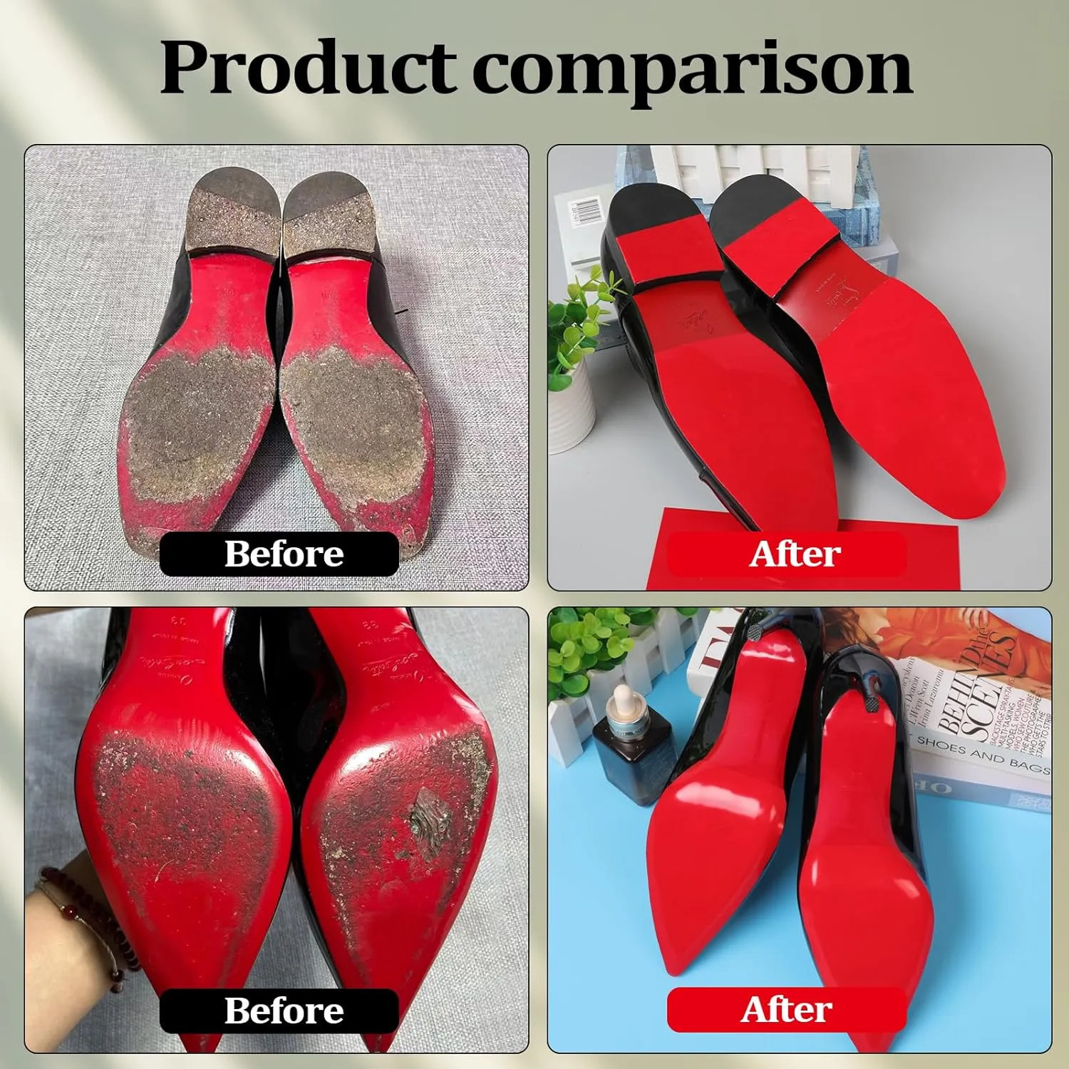 39 in Red Bottom Shoe Protector for Women, Self-Adhesive Christian Louboutin Sole Protector, Red Bottom Heels Guard, Non-Slip Shoe Sole Protector Replacement for Louboutin Shoes(5 in * 39 in)