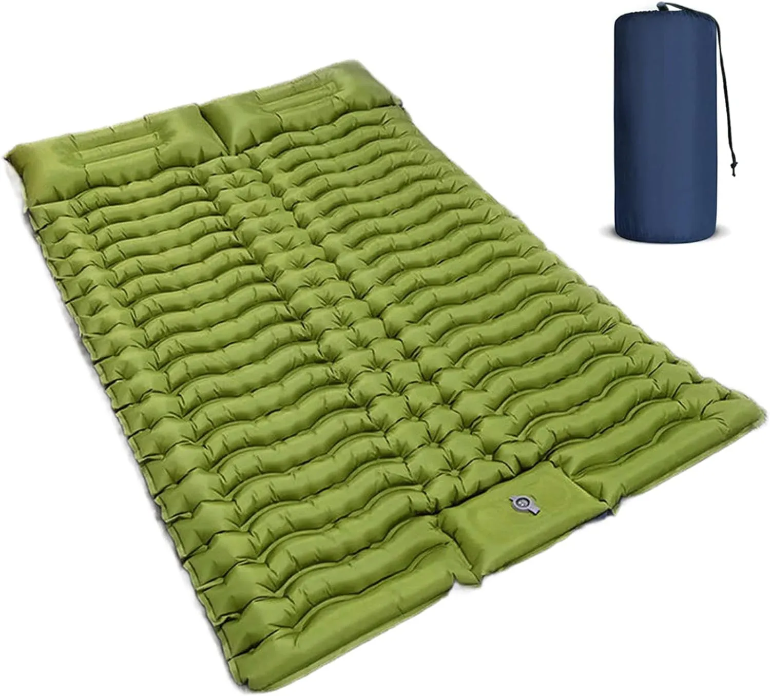 4-inch thick self inflating double-layer sleeping pad, suitable for 2 people with built-in pillows, foot pump inflatable sleeping pad, suitable for backpacking, hiking, tents, portable camping mats
