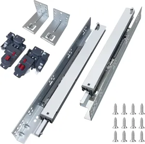 4 Pair 18 Inch Undermount Soft Close Drawer Slides Full Extension Concealed Bottom Mount Drawer Slides with 3D Adjustable Lock Device and Rear Mounting Brackets, 100 LB Capacity