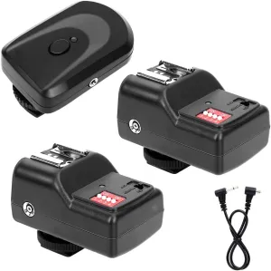 433MHZ Flash Set, 1 Transmitter 2 Receivers, 1 Sync Wire Cable, 30m Distance, 16 Channels, Universal Hot Shoe, for Cameras