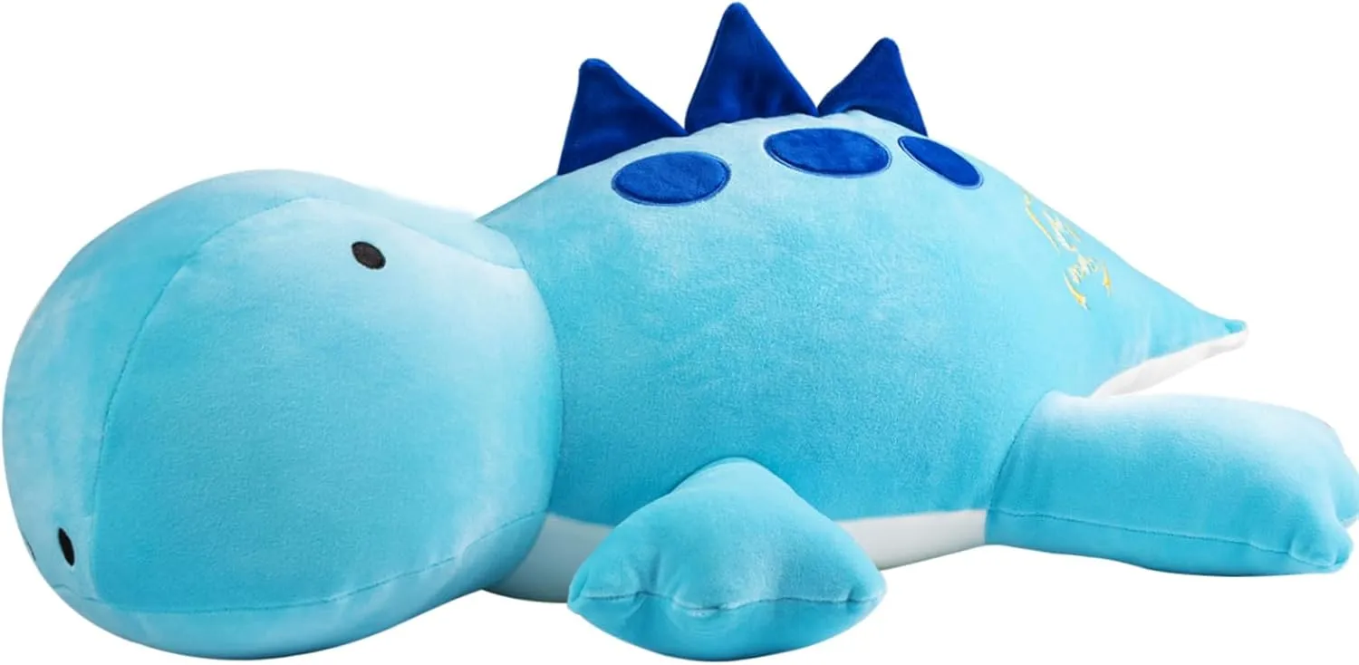 4LB Cute Weighted Stuffed Animals Plush - 24 inch Soft Weighted Dinosaur Plush Toy Pillow for Adults and Children (Blue Dinosaur)