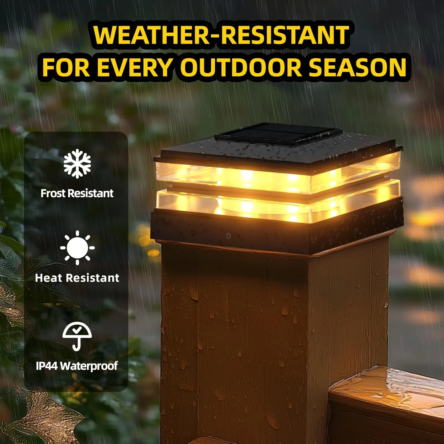 4x4 Solar Post Cap Lights, 12 Pack Fence Deck Post Lights Outdoor Solar Powered Waterproof with High Brightness LEDs Two Light Modes Decor for Garden Patio (Classic Black, 12)