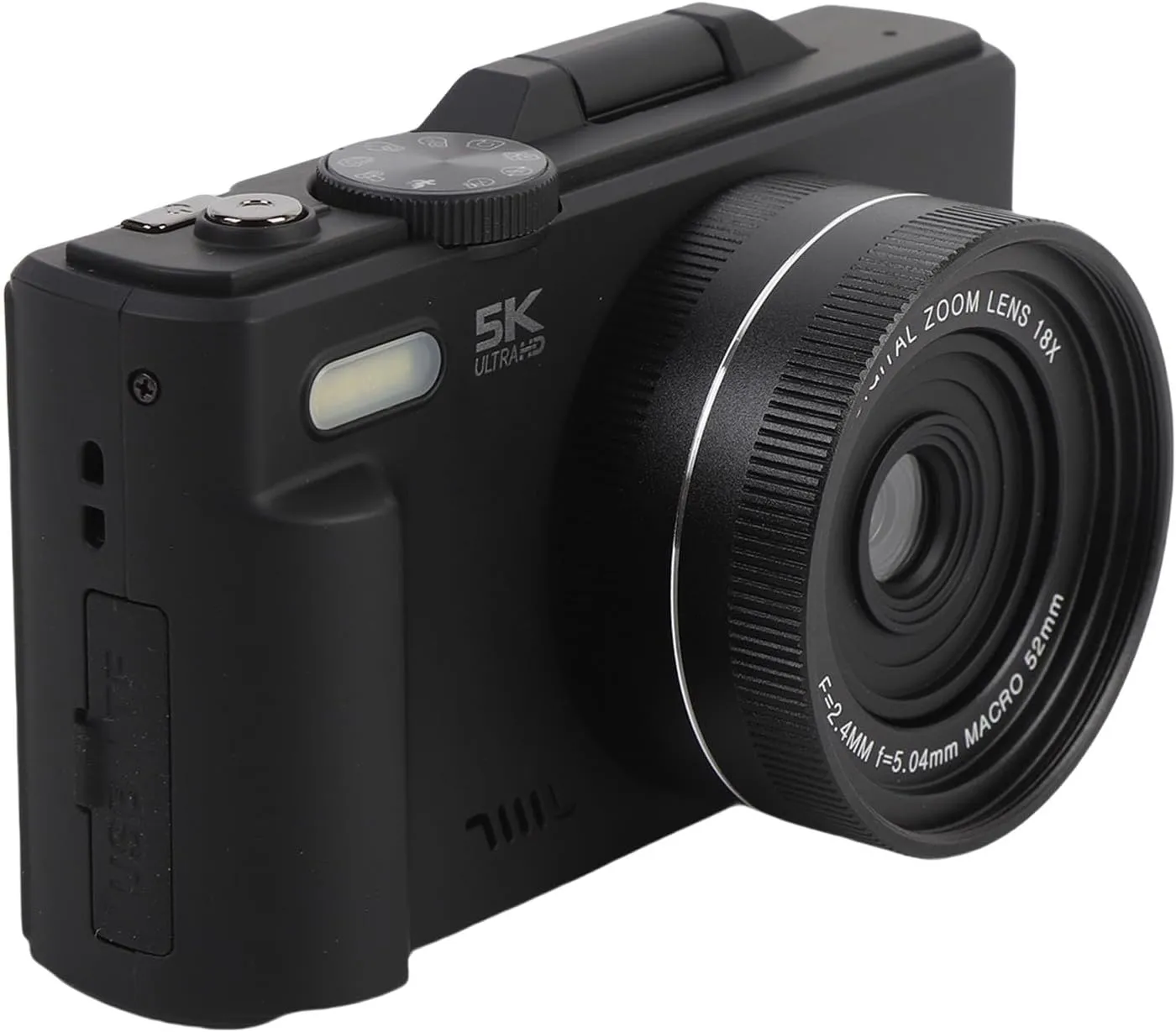 5K HD Digital Camera 75MP UHD 18XAF Autofocus 3 Inch Flip Screen WiFi Camera with Flash for Photography and Video (Black)