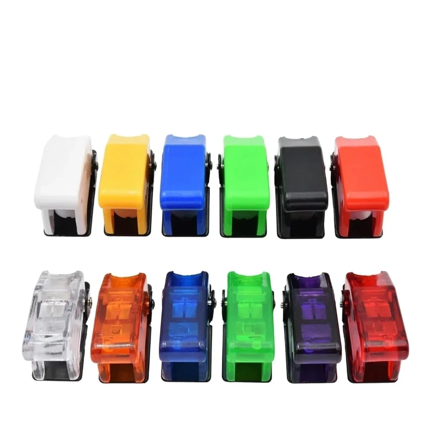 5pcs Safety Dustproof 12mm Toggle Switch Flip Up Cap Dust Cover Guard for Auto Car Boat Truck Aircraft Light Red Black Green(Transparent White)