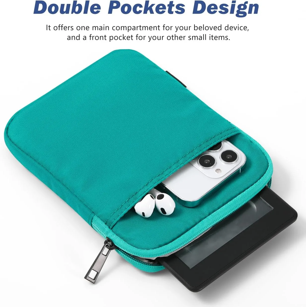 6-7 Inch Padded Sleeve for 7" Kindle Colorsoft Signature Edition and All-New Kindle Paperwhite, Protective Sleeve Pouch Bag Carrying Case for 6" Kindle/Kindle Oasis/Kobo E-Reader, Jade Green