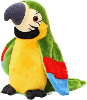 9'' Cute Talking Parrot Repeats What You Say Electronic Interactive Plush Toy Stuffed Animal Record Parrot Waving Wings Funny Bird Toys for Children Girls Boys Best Xmas Gift (Green Parrot)