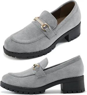 Ablanczoom Chunky Loafers for Women Platform: Comfortable Suede Penny Womens Loafer Dressy Slip On Casual Office Business Shoes
