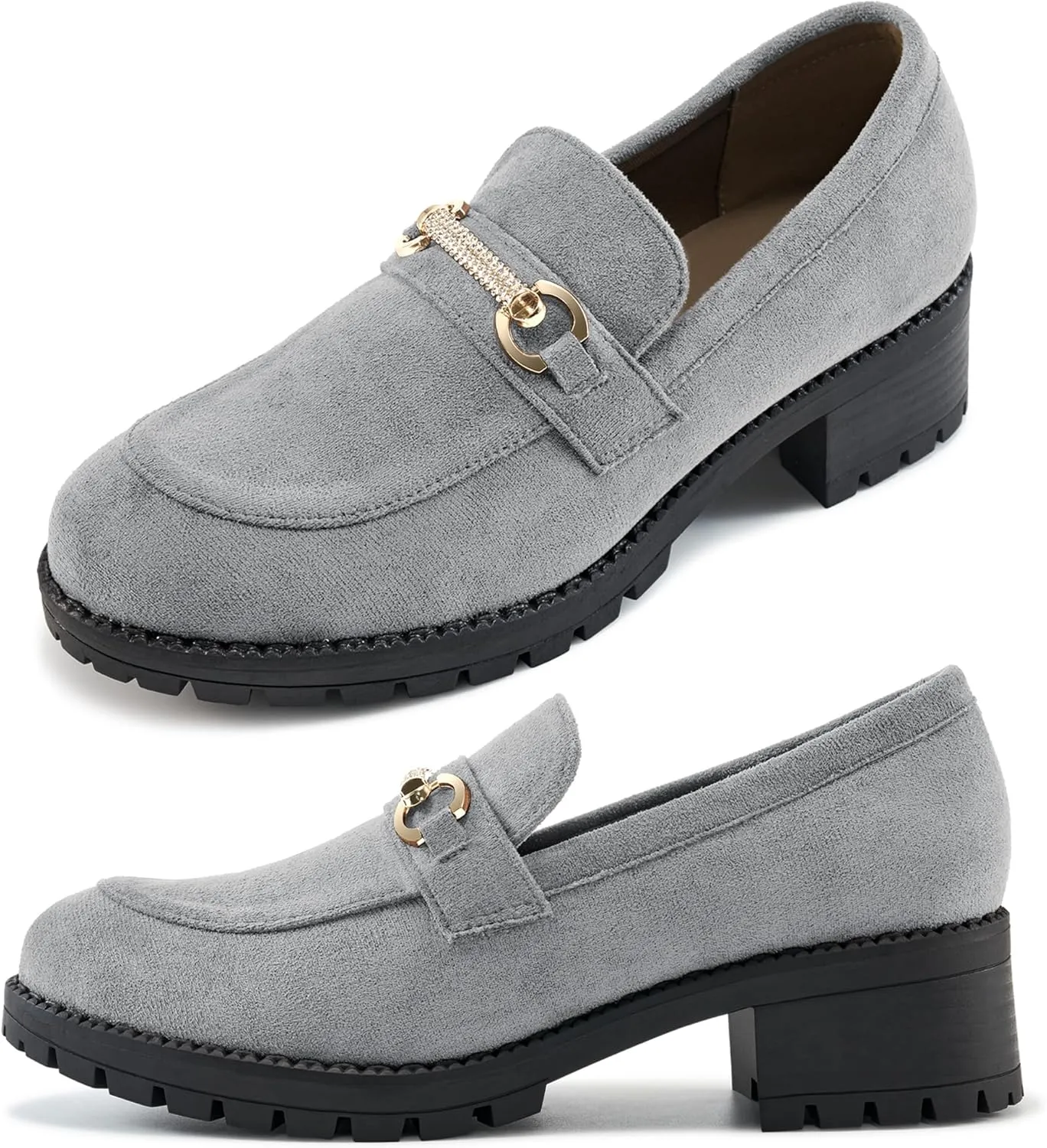 Ablanczoom Chunky Loafers for Women Platform: Comfortable Suede Penny Womens Loafer Dressy Slip On Casual Office Business Shoes