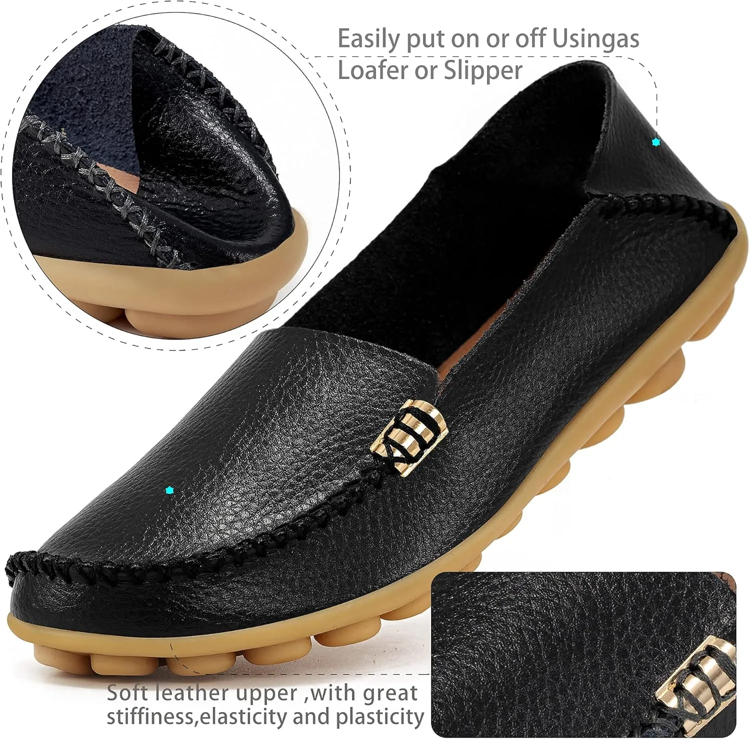Ablanczoom Womens Loafers Flats Shoes: Comfort Round Toe Slip on Soft Moccasins Dressy Loafer for Driving Walking