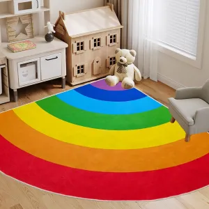 ABREEZE Rainbow Area Rug for Kids Classroom & Home Learning - Washable Kids Rug, Non-Slip Backing, Colorful Rainbow Floor Rug, 6'