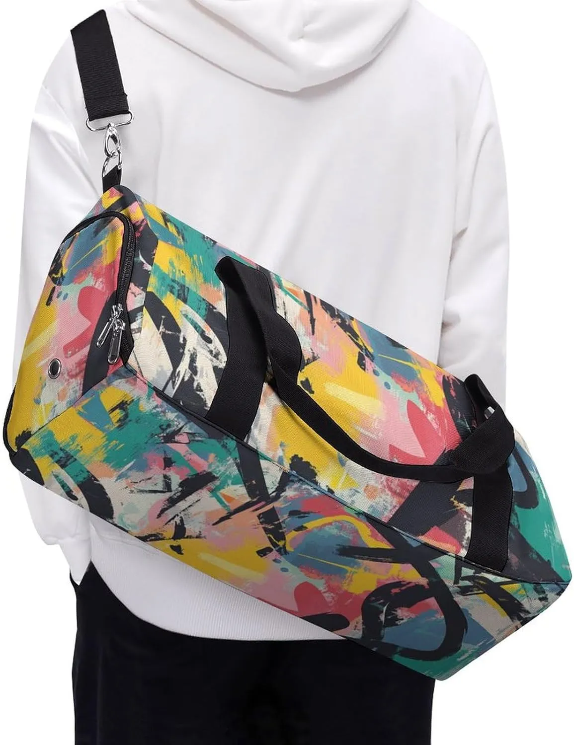 Abstract Graffiti Art Fitness Large Gym Bag for Unisex with Shoe Compartment & Wet Pocket