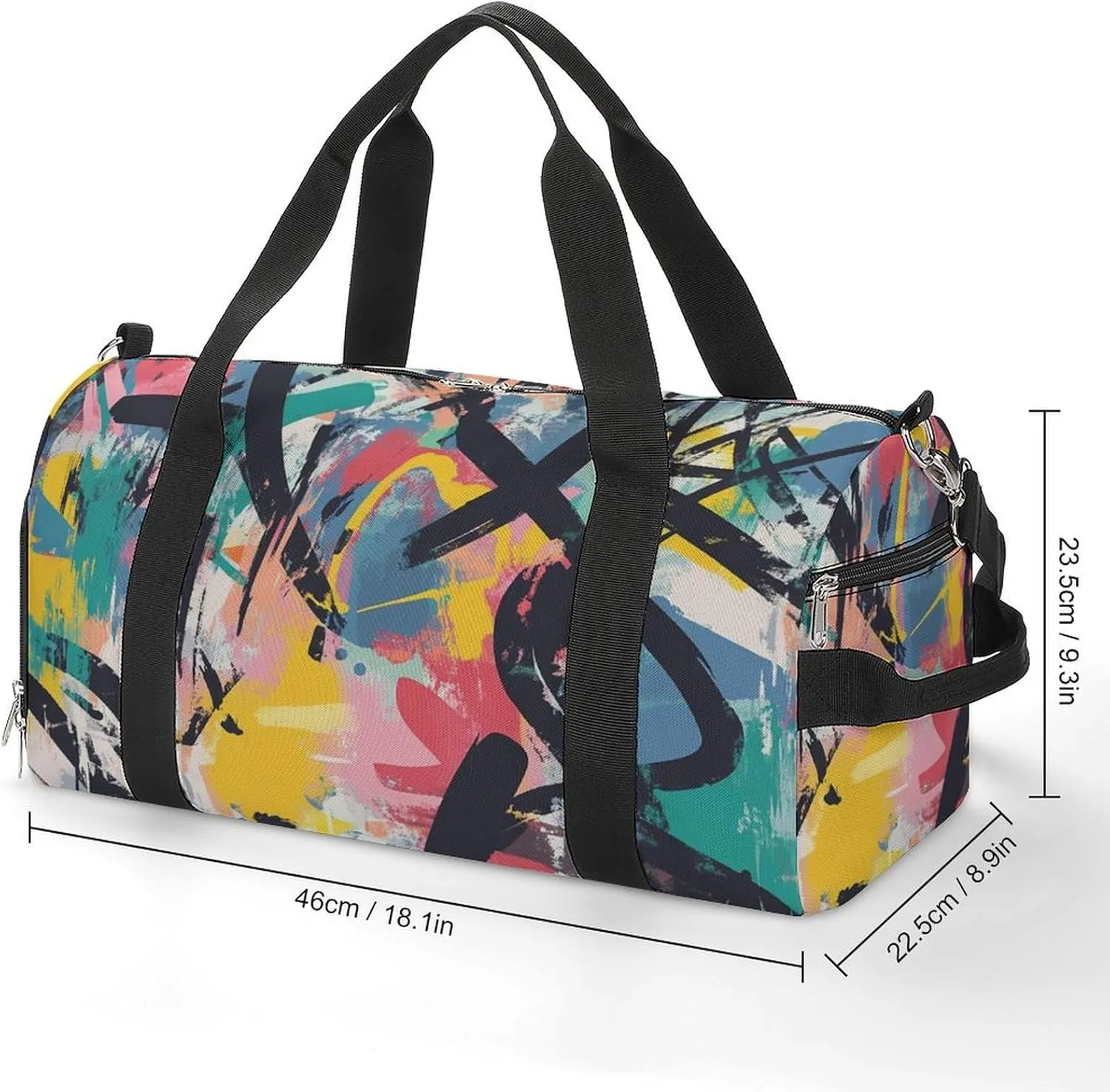Abstract Graffiti Art Fitness Large Gym Bag for Unisex with Shoe Compartment & Wet Pocket