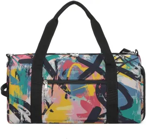 Abstract Graffiti Art Fitness Large Gym Bag for Unisex with Shoe Compartment & Wet Pocket