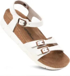 AEROTHOTIC Comfortable Genuine Leather Platform Sandals with Arch Support Stylish Adjustable Ankle Strap Slip On Vacations Travel Outdoor Wedge Sandals for Women