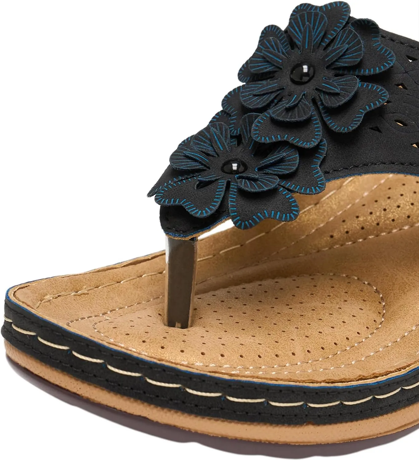 Alexis Leroy Women's Comfort Cut-Out Vamp Open Toe Wedge Slide Sandals