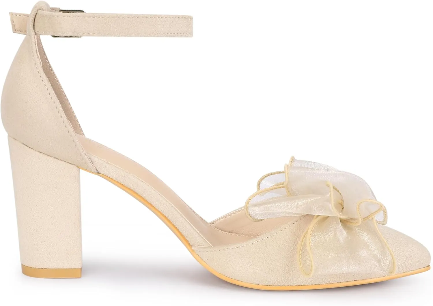 Allegra K Women's Bow Heels Closed Toe Chunky Heel Pumps Sandals