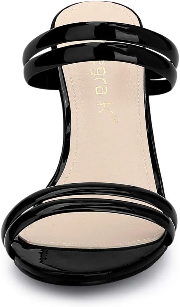 Allegra K Women's Clear Strappy Heel Slide Mule Block Heel Sandal
