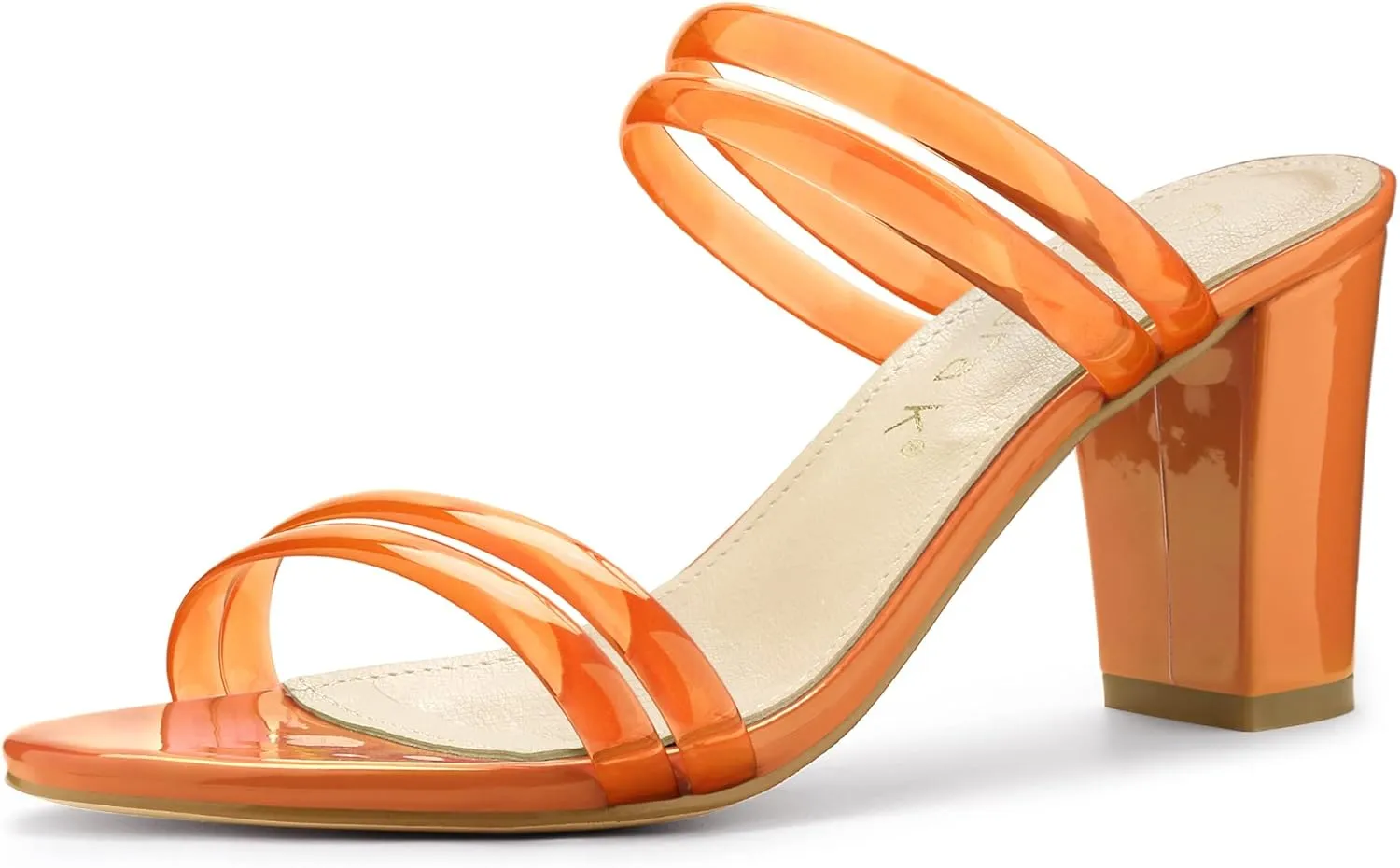Allegra K Women's Clear Strappy Heel Slide Mule Block Heel Sandal