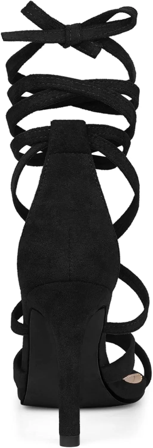 Allegra K Women's Lace Up Heels Stiletto High Heel Sandals