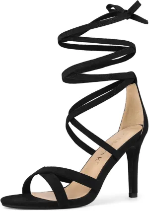 Allegra K Women's Lace Up Heels Stiletto High Heel Sandals