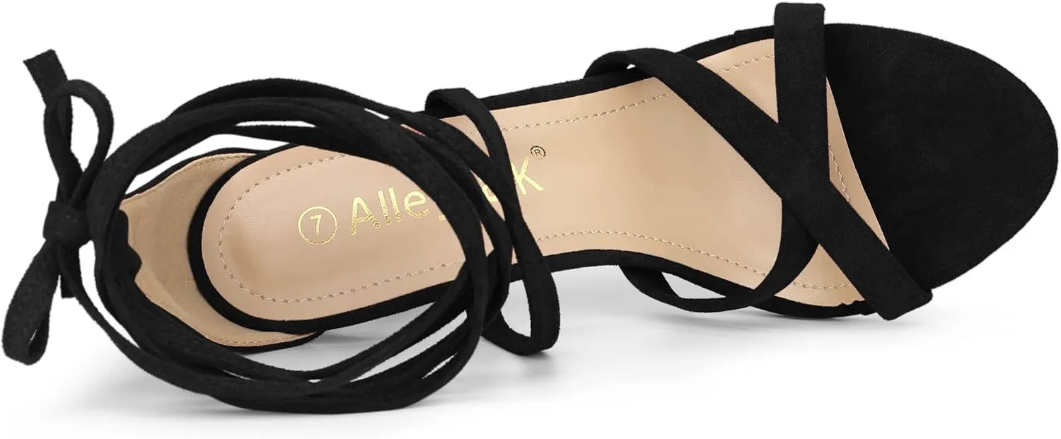 Allegra K Women's Lace Up Heels Stiletto High Heel Sandals