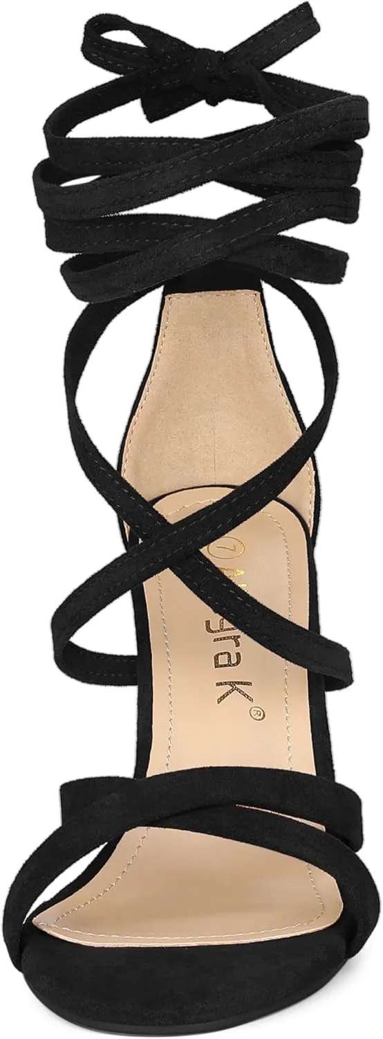 Allegra K Women's Lace Up Heels Stiletto High Heel Sandals