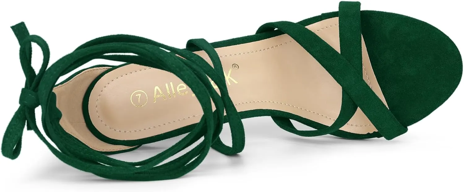Allegra K Women's Lace Up Heels Stiletto High Heel Sandals