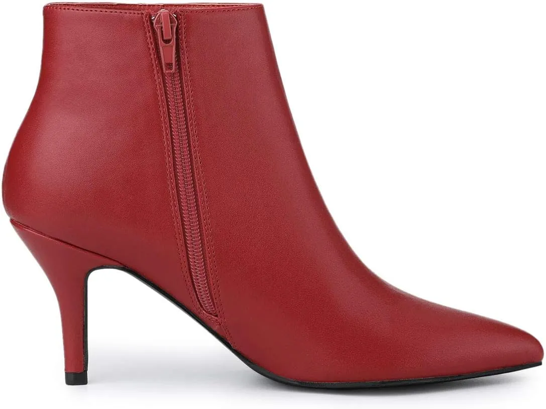 Allegra K Women's Pointed Toe Zipper Stiletto Heel Ankle Boots
