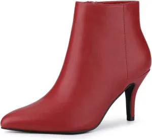Allegra K Women's Pointed Toe Zipper Stiletto Heel Ankle Boots