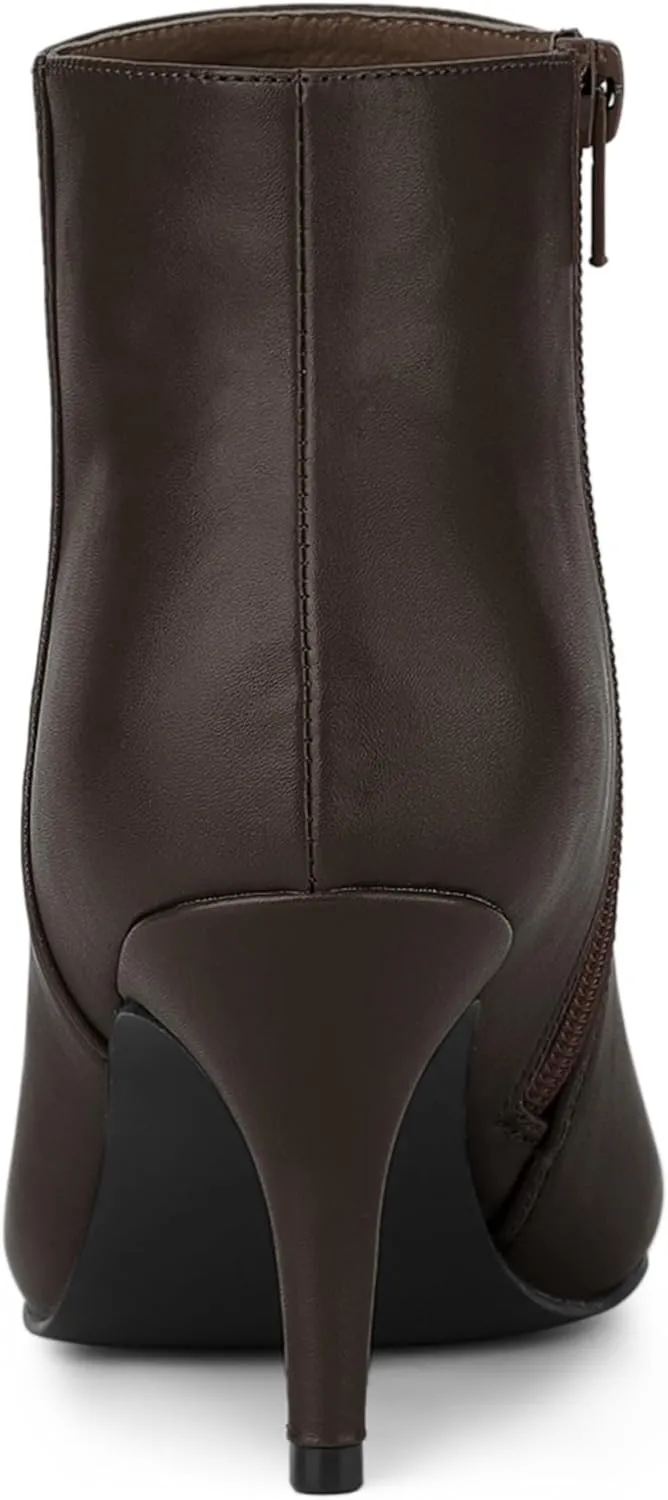 Allegra K Women's Pointed Toe Zipper Stiletto Heel Ankle Boots