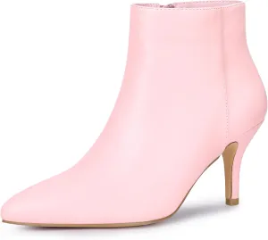Allegra K Women's Pointed Toe Zipper Stiletto Heel Ankle Boots