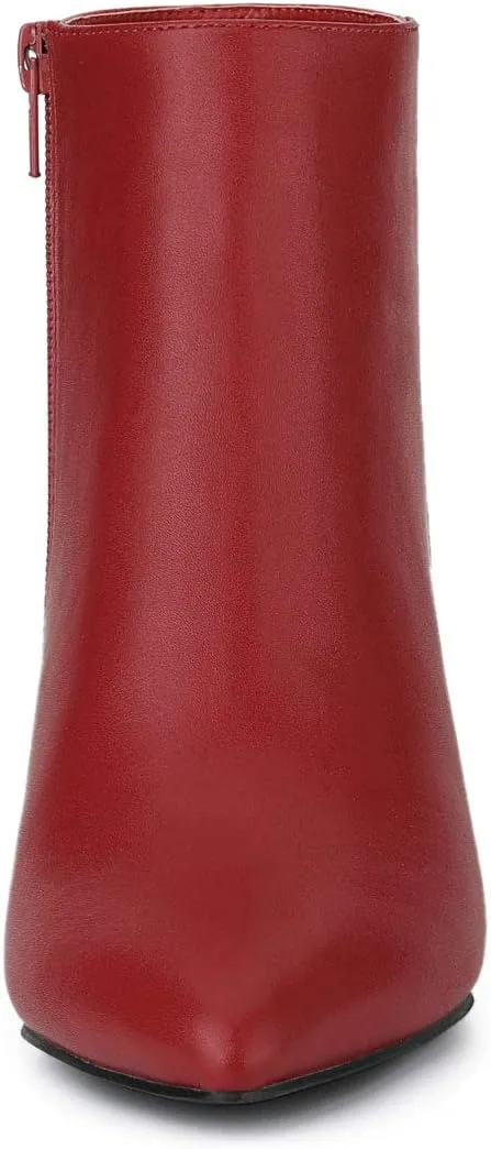Allegra K Women's Pointed Toe Zipper Stiletto Heel Ankle Boots
