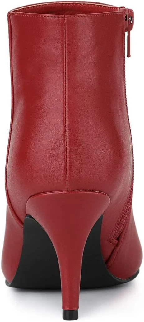 Allegra K Women's Pointed Toe Zipper Stiletto Heel Ankle Boots