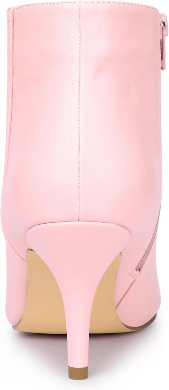 Allegra K Women's Pointed Toe Zipper Stiletto Heel Ankle Boots