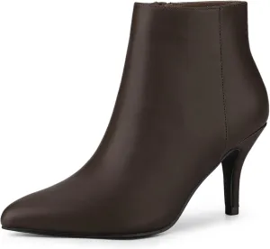 Allegra K Women's Pointed Toe Zipper Stiletto Heel Ankle Boots
