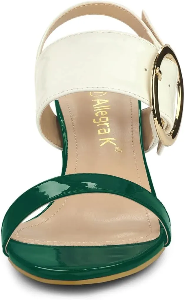 Allegra K Women's Slingback Block High Heel Sandals