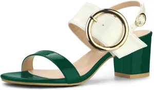 Allegra K Women's Slingback Block High Heel Sandals